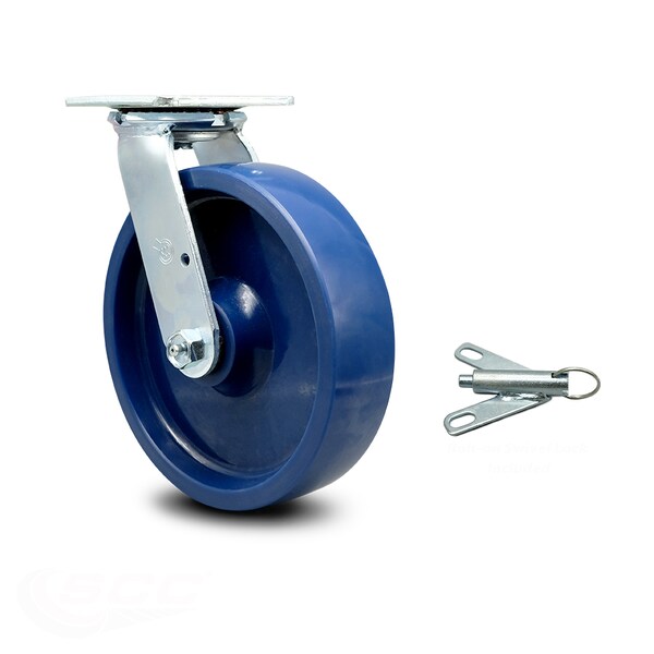 8 Inch Solid Polyurethane Swivel Caster with Ball Bearing and Swivel Lock SCC